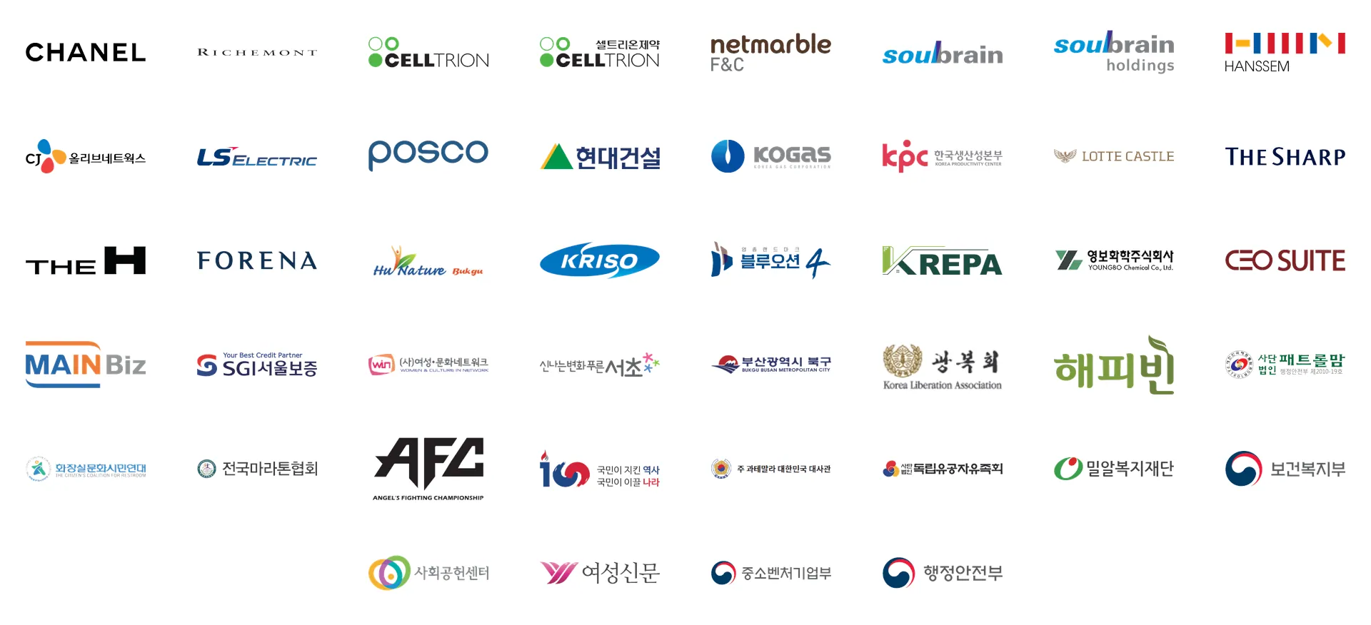 조선혁신소와 함께한 파트너 (CHANEL, RICHEMONT, CELLTRION, netmarble, soulbrain, CJ, LS Electric 외)